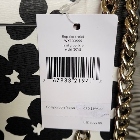 Kate Spade Remi Graphic Bloom Flap Chain Crossbody Black White Floral Multi - Picture 5 of 5